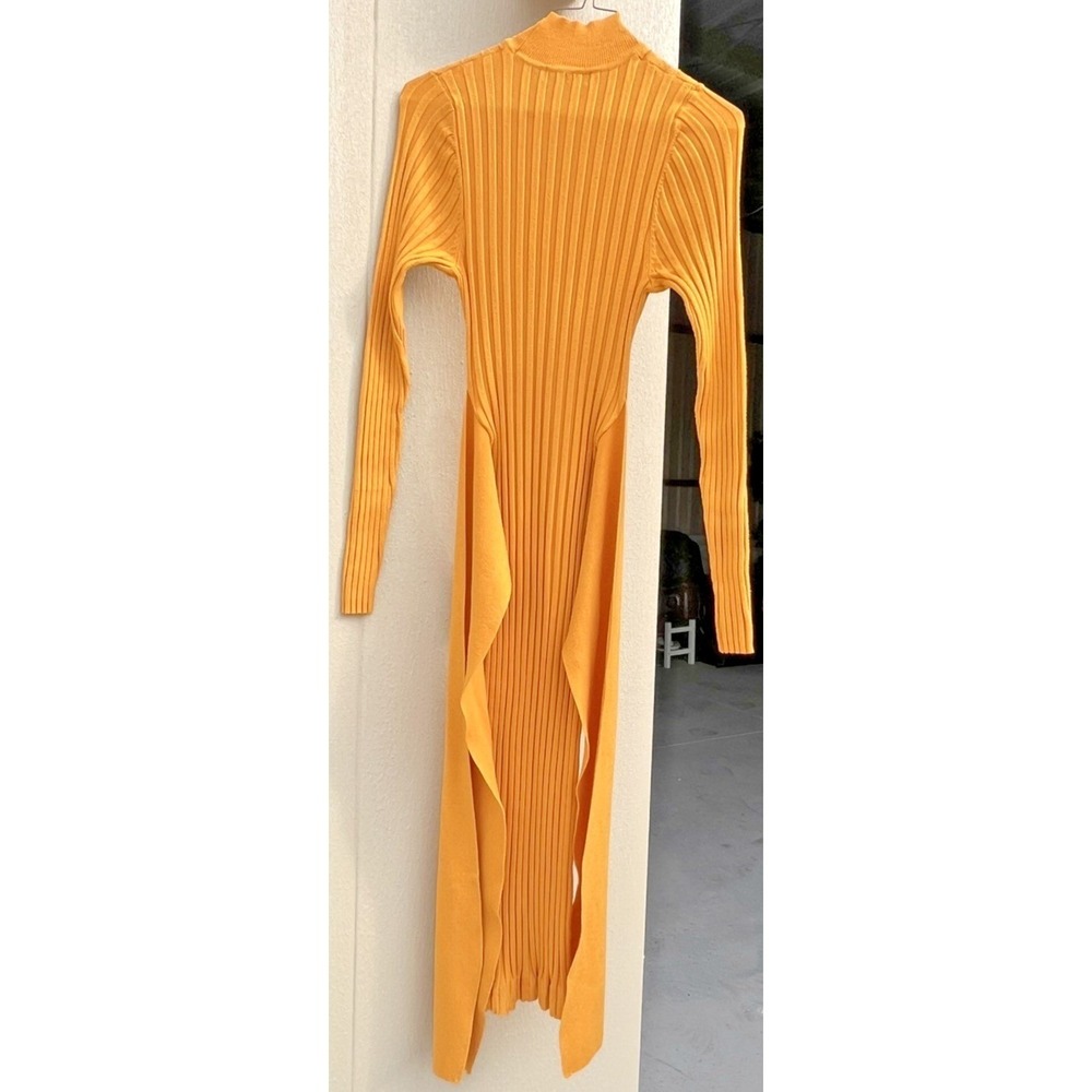 fashion to figure women's dress yellow mock neck dress with wrap-around straps - Picture 2 of 7